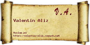 Valentin Aliz névjegykártya